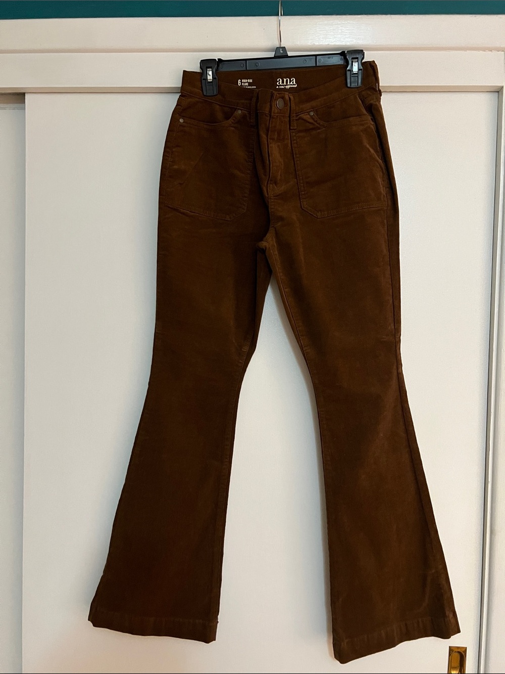 a.n.a Women’s High-Rise Flared Jeans in Dark Brown